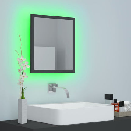 vidaXL LED Bathroom Mirror Grey 40x8.5x37 cm Chipboard