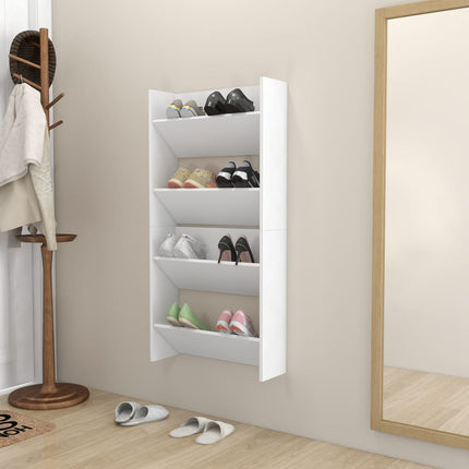Wall Shoe Cabinets 2 pcs White 60x18x60 cm Engineered Wood