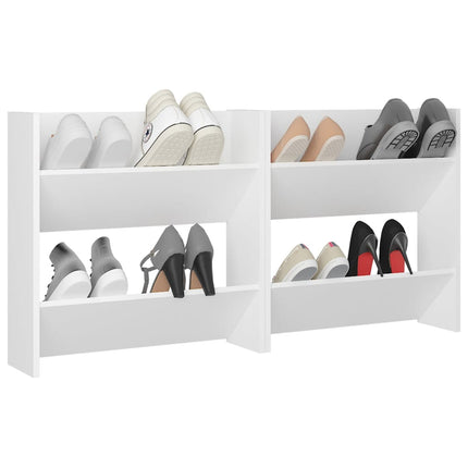 Wall Shoe Cabinets 2 pcs White 60x18x60 cm Engineered Wood