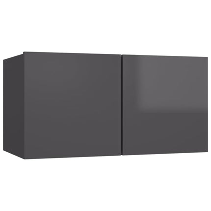 vidaXL 5 Piece TV Cabinet Set High Gloss Grey Chipboard