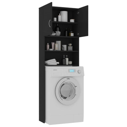 vidaXL Washing Machine Cabinet Black 64x25.5x190 cm Chipboard