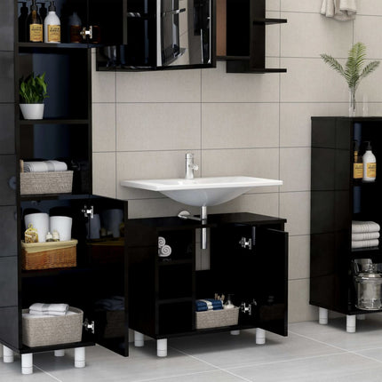 Bathroom Cabinet High Gloss Black 60x32x53.5 cm Engineered Wood