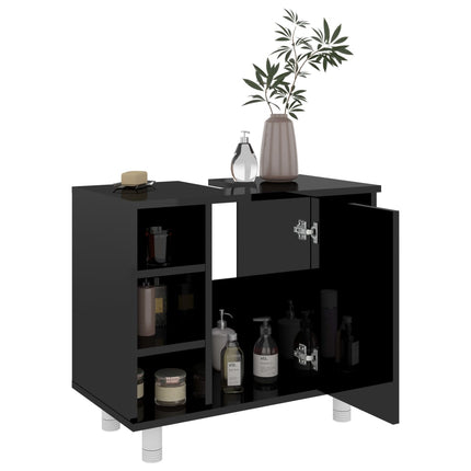 Bathroom Cabinet High Gloss Black 60x32x53.5 cm Engineered Wood