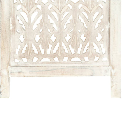 vidaXL Hand carved 5-Panel Room Divider White 200x165 cm Solid Mango Wood