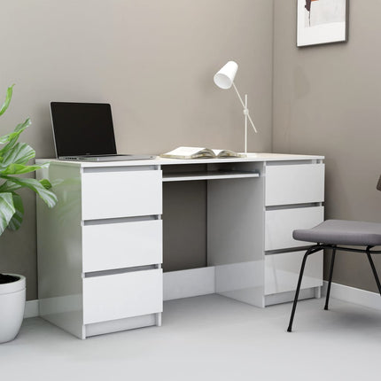 vidaXL Writing Desk High Gloss White 140x50x77 cm Chipboard