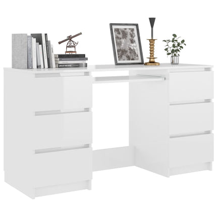 vidaXL Writing Desk High Gloss White 140x50x77 cm Chipboard