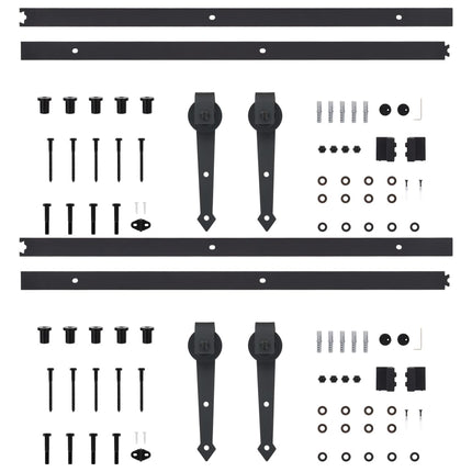 Sliding Door Hardware Kits 2 pcs 200 cm Steel Black