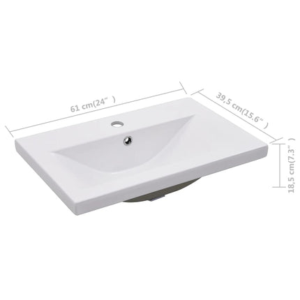vidaXL Built-in Basin 61x39.5x18.5 cm Ceramic White