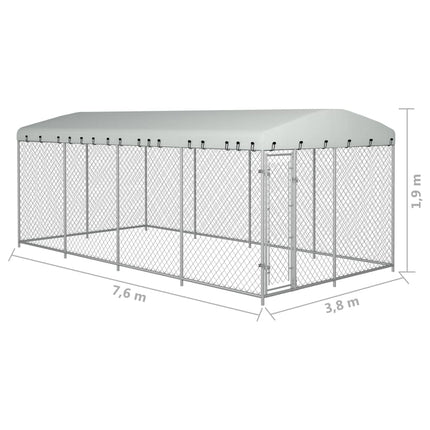 Outdoor Dog Kennel with Roof 8x4x2.3 m