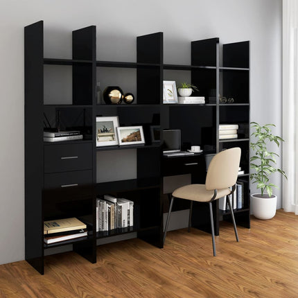 Book Cabinet High Gloss Black 40x35x180 cm Engineered Wood