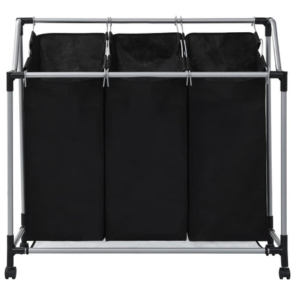 Laundry Sorter with 3 Bags Black Steel