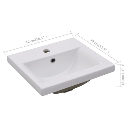 vidaXL Built-in Basin 42x39x18 cm Ceramic White