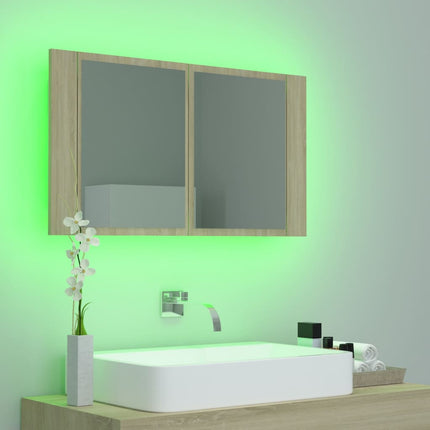 vidaXL LED Bathroom Mirror Cabinet Sonoma Oak 80x12x45 cm
