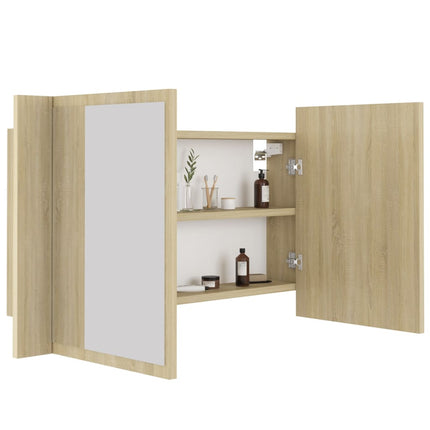 vidaXL LED Bathroom Mirror Cabinet Sonoma Oak 80x12x45 cm