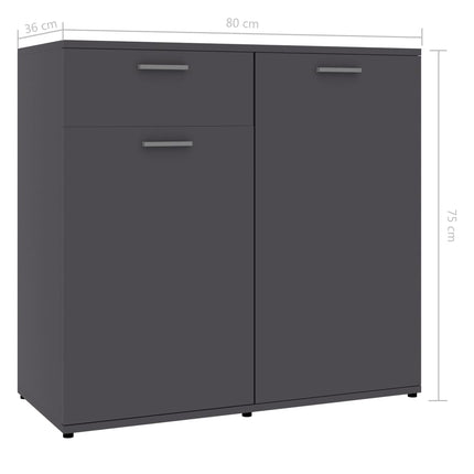 Sideboard Grey 80x36x75 cm Engineered Wood