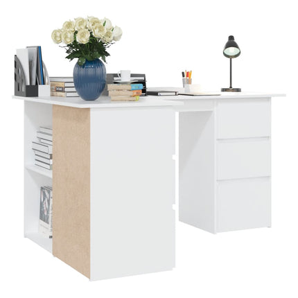 vidaXL Corner Desk White 145x100x76 cm Chipboard