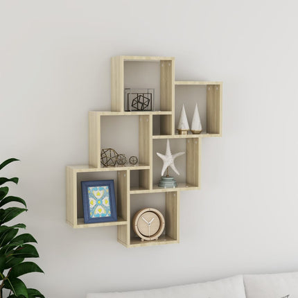 vidaXL Wall Cube Shelf Sonoma Oak 78x15x93 cm Chipboard