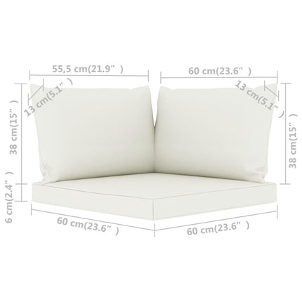 vidaXL Pallet Sofa Cushions 3 pcs Cream White Fabric