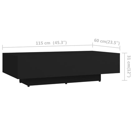 vidaXL Coffee Table Black 115x60x31 cm Chipboard