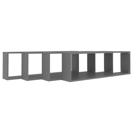 vidaXL Wall Cube Shelves 4 pcs Grey 100x15x30 cm Chipboard