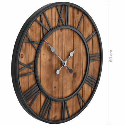 vidaXL Vintage Wall Clock with Quartz Movement Wood and Metal 60 cm XXL