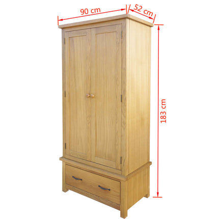 vidaXL Wardrobe with 1 Drawer 90x52x183 cm Solid Oak Wood