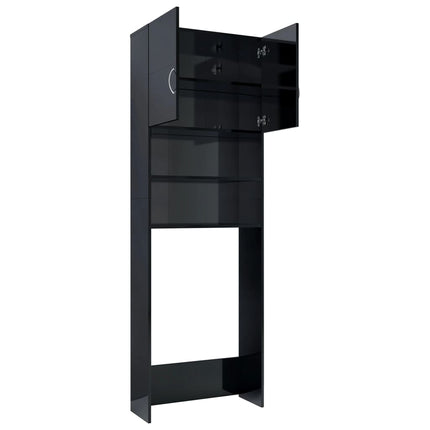 vidaXL Washing Machine Cabinet High Gloss Black 64x25.5x190 cm Chipboard