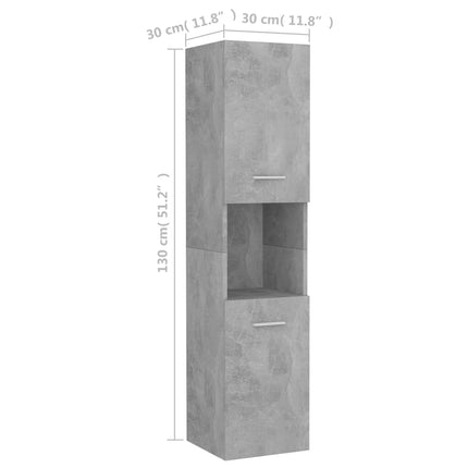 Bathroom Cabinet Concrete Grey 30x30x130 cm Engineered Wood