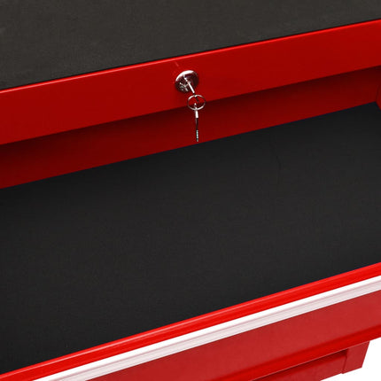 Tool Trolley with 15 Drawers Steel Red
