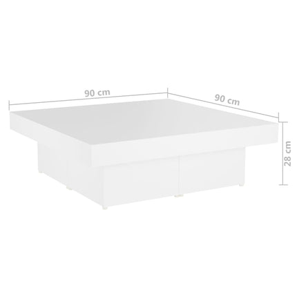 vidaXL Coffee Table White 90x90x28 cm Chipboard