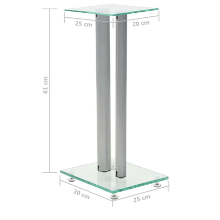 vidaXL Speaker Stands 2 pcs Tempered Glass 2 Pillars Design Silver