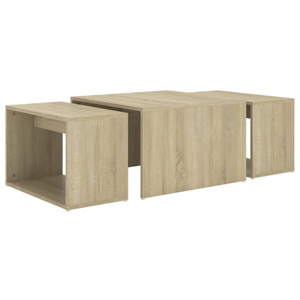 vidaXL 3 Piece Nesting Coffee Table Set Sonoma Oak 60x60x38 cm