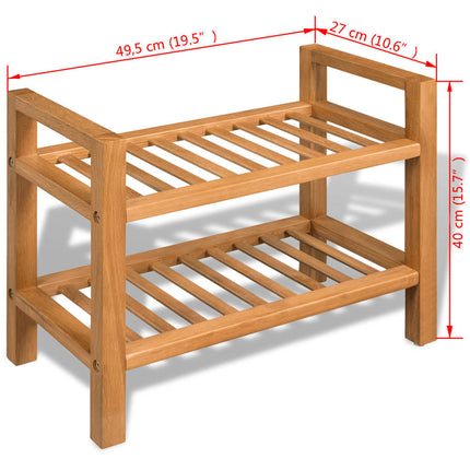 vidaXL Shoe Rack with 2 Shelves 50x27x40 cm Solid Oak Wood