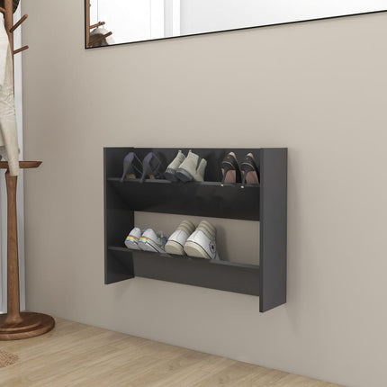 vidaXL Wall Shoe Cabinet Grey 80x18x60 cm Chipboard