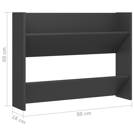 vidaXL Wall Shoe Cabinet Grey 80x18x60 cm Chipboard