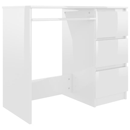 vidaXL Desk High Gloss White 90x45x76 cm Chipboard