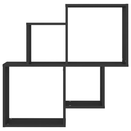 vidaXL Wall Cube Shelf Black 80x15x78.5 cm Chipboard