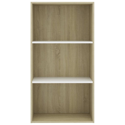 vidaXL 3-Tier Book Cabinet White and Sonoma Oak 60x30x114 cm Chipboard