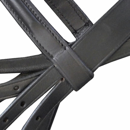 vidaXL Leather Flash Bridle with Reins and Bit Black Cob