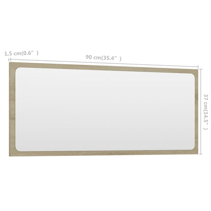 vidaXL Bathroom Mirror Sonoma Oak 90x1.5x37 cm Chipboard