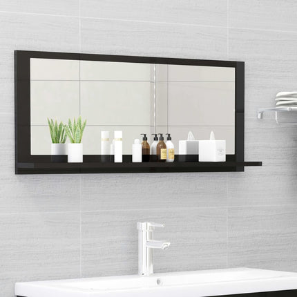 vidaXL Bathroom Mirror High Gloss Black 90cm Chipboard
