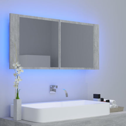vidaXL LED Bathroom Mirror Cabinet Concrete Grey 100x12x45 cm