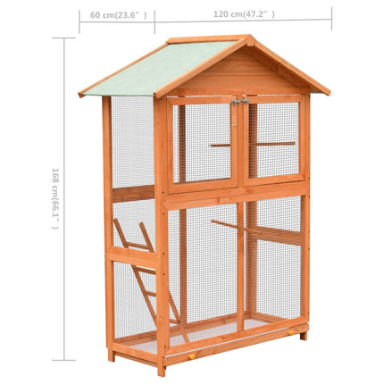 vidaXL Bird Cage Solid Pine & Fir Wood 125.5x59.5x164 cm
