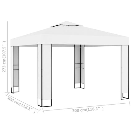 vidaXL Gazebo with Double Roof 3x3 m White