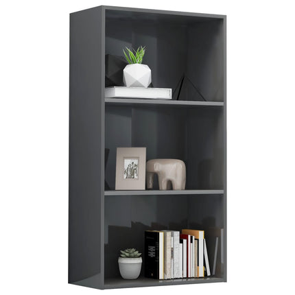 vidaXL 3-Tier Book Cabinet High Gloss Grey 60x30x114 cm Chipboard