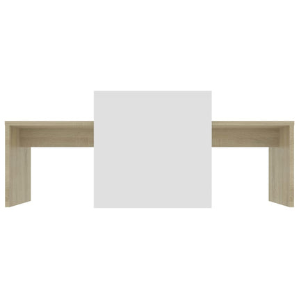 vidaXL Coffee Table Set White and Sonoma Oak 100x48x40 cm Chipboard