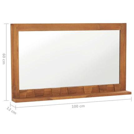 vidaXL Wall Mirror with Shelf 100x12x60 cm Solid Teak Wood