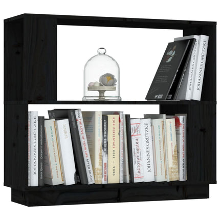 Book Cabinet/Room Divider Black 80x25x70 cm Solid Wood Pine