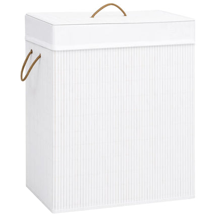 Bamboo Laundry Basket with Single Section White 83 L