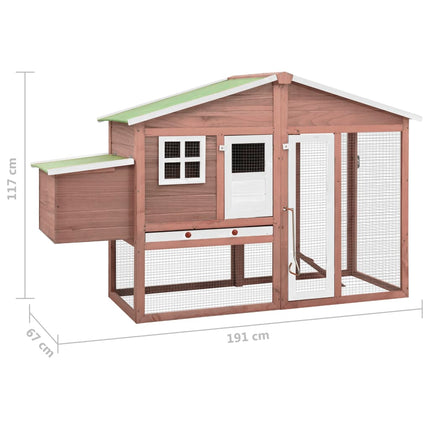Chicken Coop with Nest Box Mocha and White Solid Fir Wood